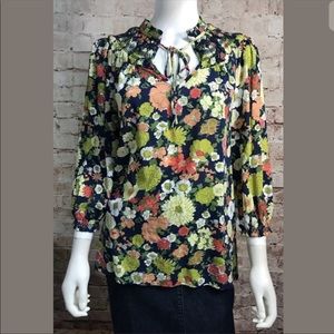Anthropologie Odille Floral Smocked Peasant Blouse